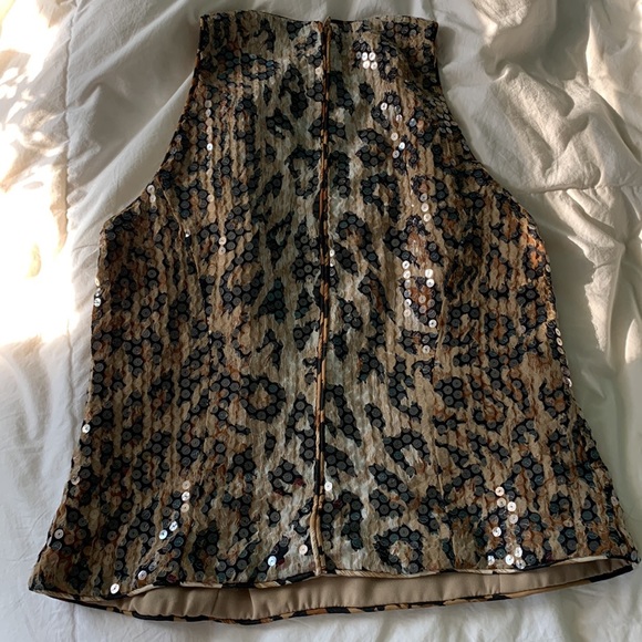 Sequins cheetah print high neck tank top - Picture 4 of 4